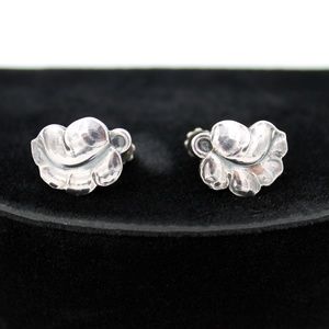 Georg Jensen Sterling Silver Leaf Earrings, 1940s